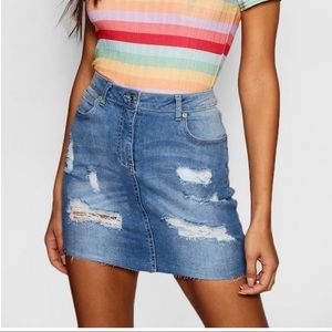 Distressed Denim Mini Skirt